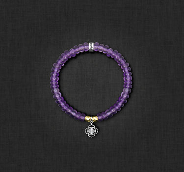 February-Amethyst with Flower Charm