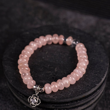 JANUARY- ROSE QUARTZ WITH FLOWER CHARM