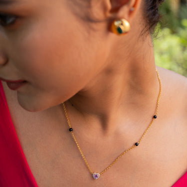 Amethyst Heart Mangalsutra Necklace