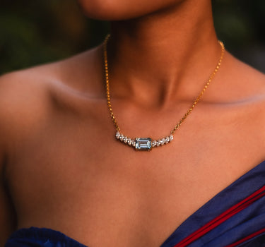 Blue Topaz Marquis Cascade Necklace