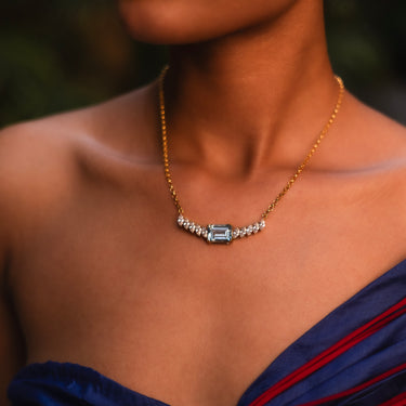 Blue Topaz Marquis Cascade Necklace