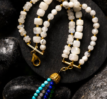 Moonstone Tassel 3 Line Bracelet