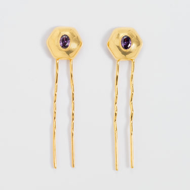 Regal Amethyst Hairpins – Set of 2