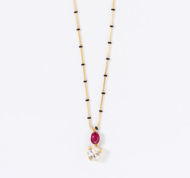 Ruby & White Topaz Mangalsutra Necklace