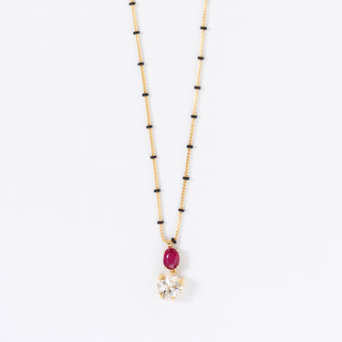 Ruby & White Topaz Mangalsutra Necklace