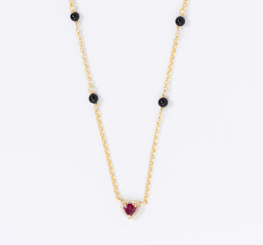 Pink Rhodolite Heart Mangalsutra Necklace