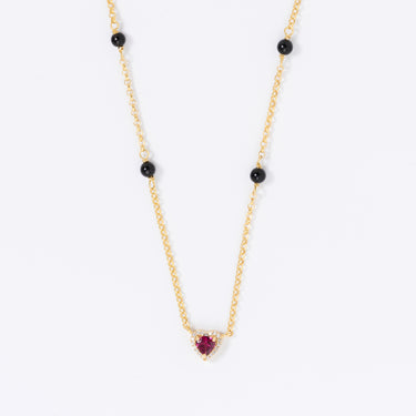 Pink Rhodolite Heart Mangalsutra Necklace