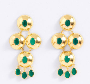 Halo Cascade Green Onyx Earrings