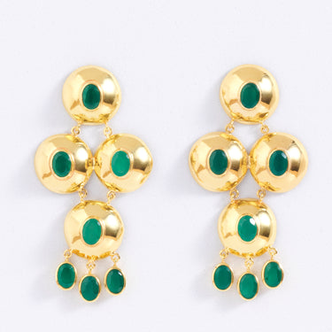 Halo Cascade Green Onyx Earrings