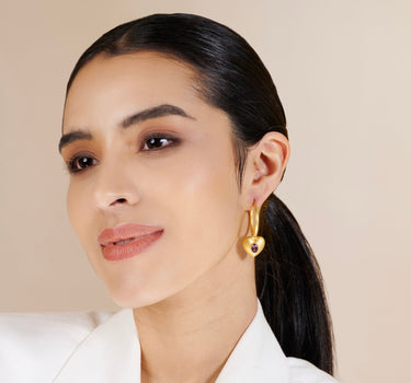 Aura Heart Amethyst Hoops