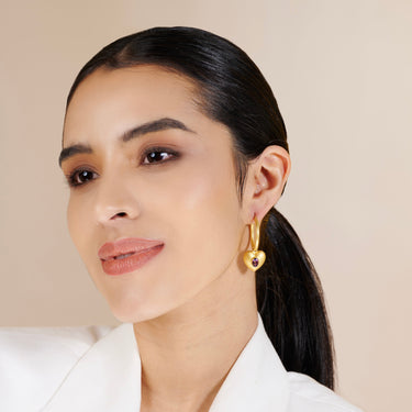 Aura Heart Amethyst Hoops