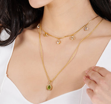 Golden Dewdrop Clear Quartz Necklace