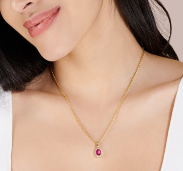 July- Ruby Birthstone Pendant Necklace