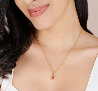 July- Carnelian Birthstone Pendant Necklace