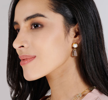 Green Amethyst Pearl Drop Earrings