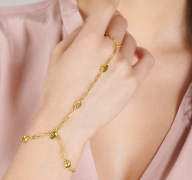 Peridot Hand Chain Bracelet
