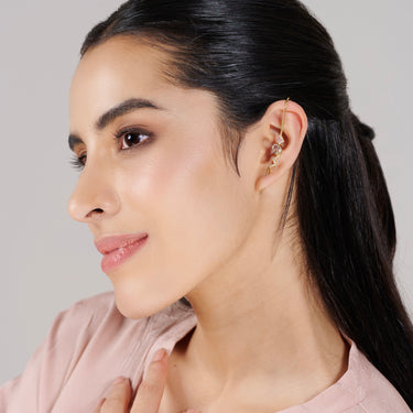 Clear Quartz Volt Ear Cuff with Stud