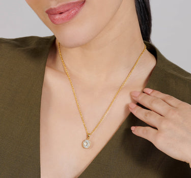 March- Aquamarine Birthstone Pendant Necklace