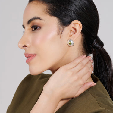 Circle of Light Peridot Stud Earrings
