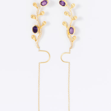 Golden Vine Amethyst Earcuff